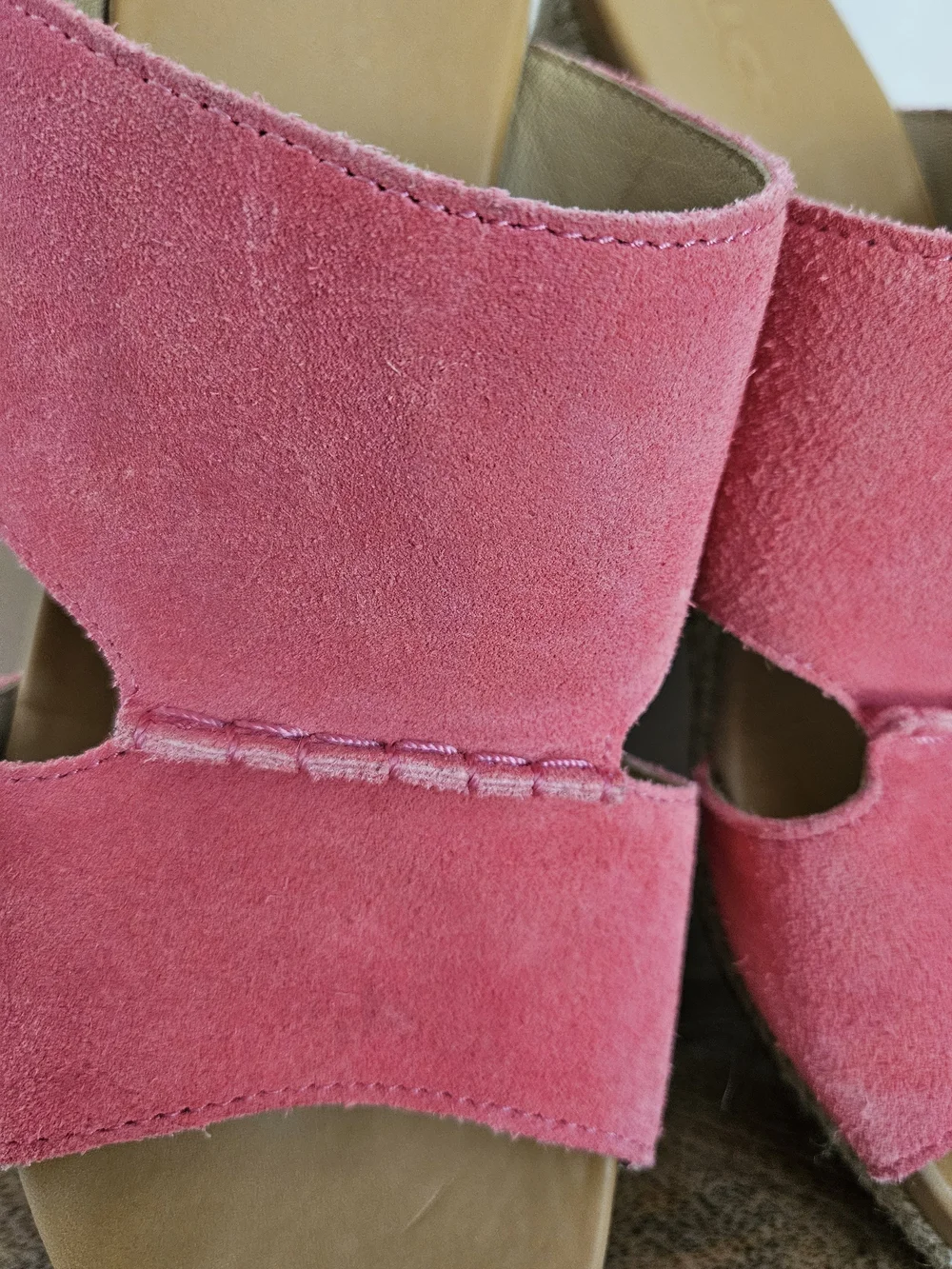UGG Pink Suede Wedge Slide Sandals